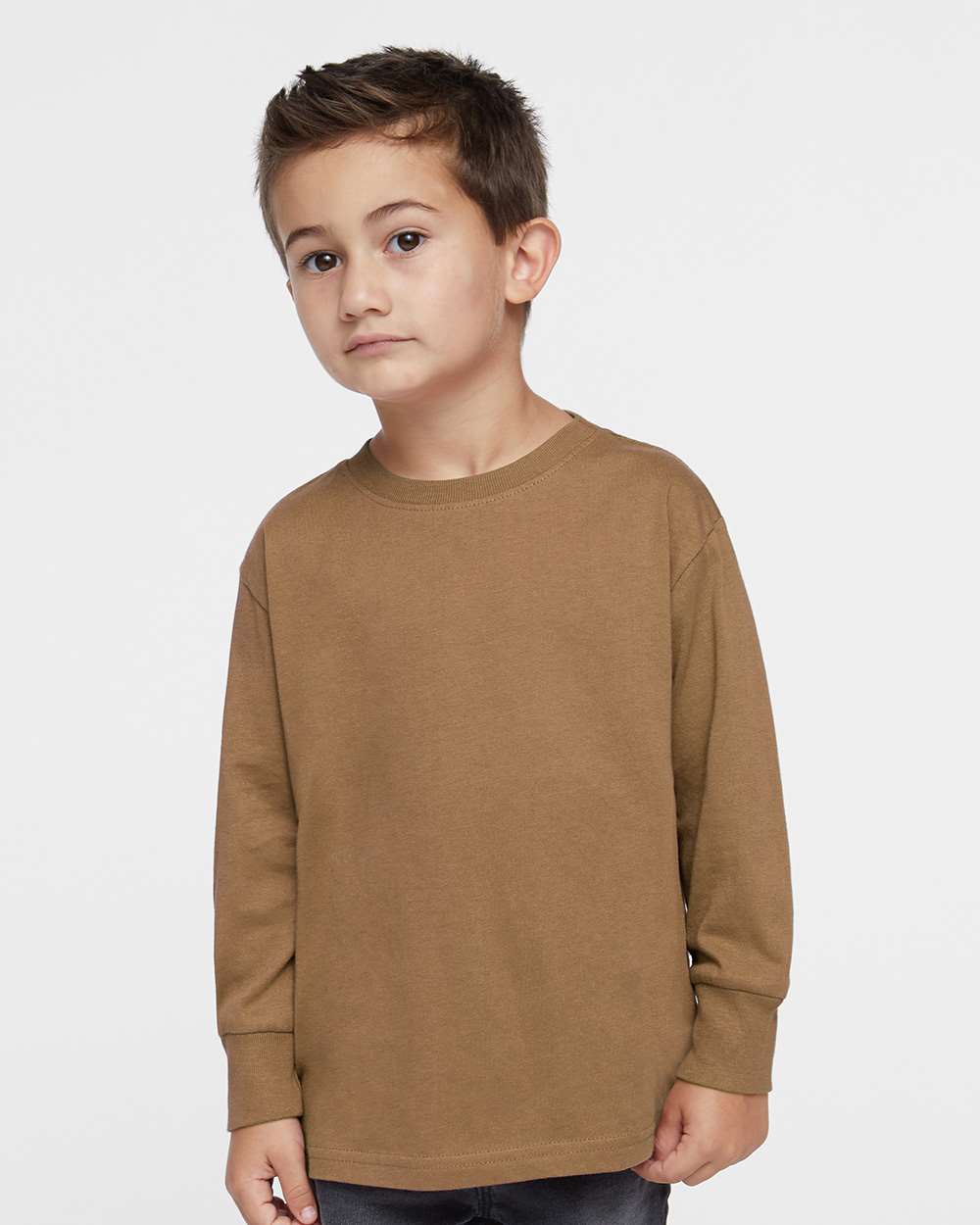 Toddler Fine Jersey Long Sleeve Tee - OnModelFront - B24638552 - Coyote Brown