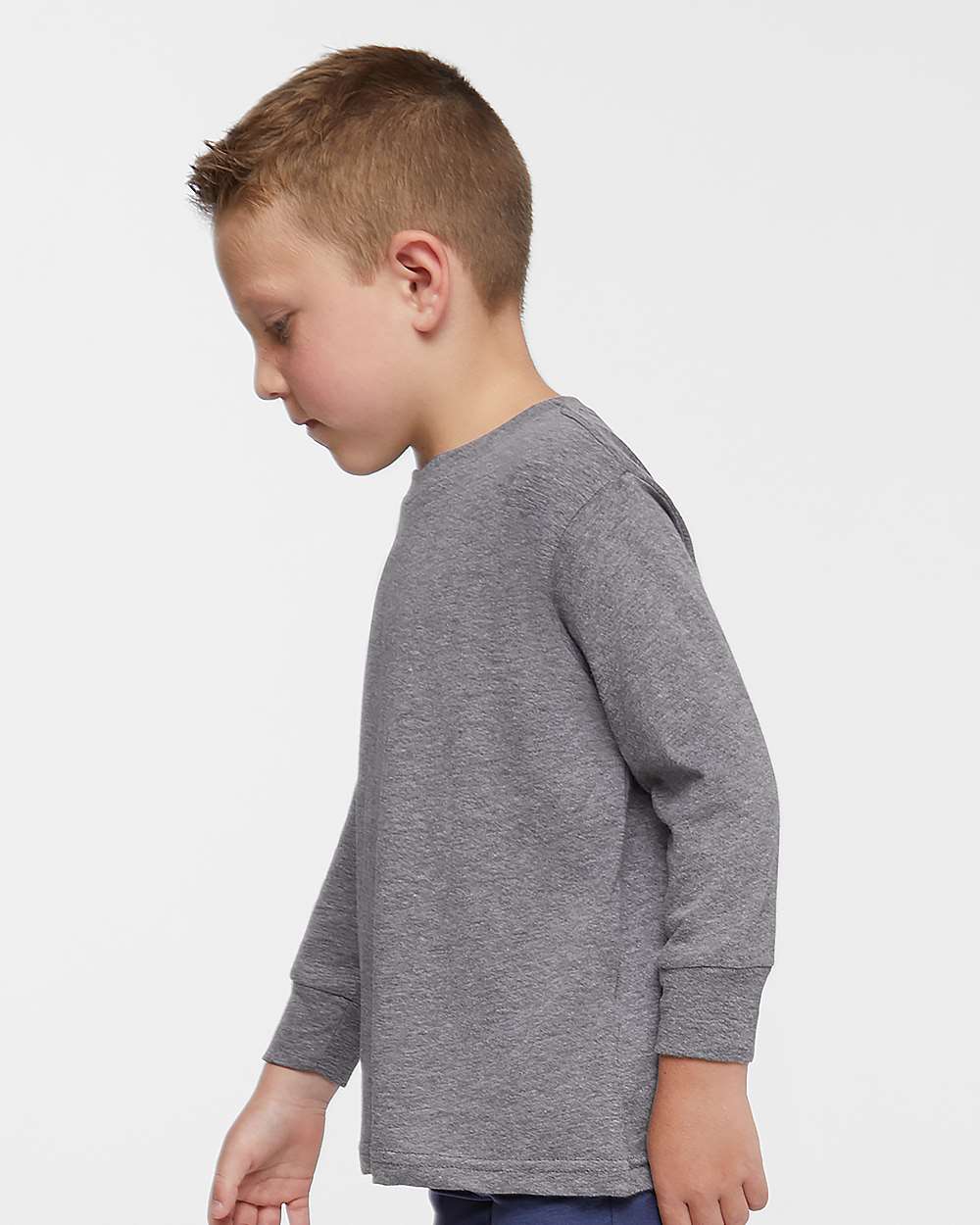 Toddler Fine Jersey Long Sleeve Tee - OnModelSide - B24638132 - Granite Heather