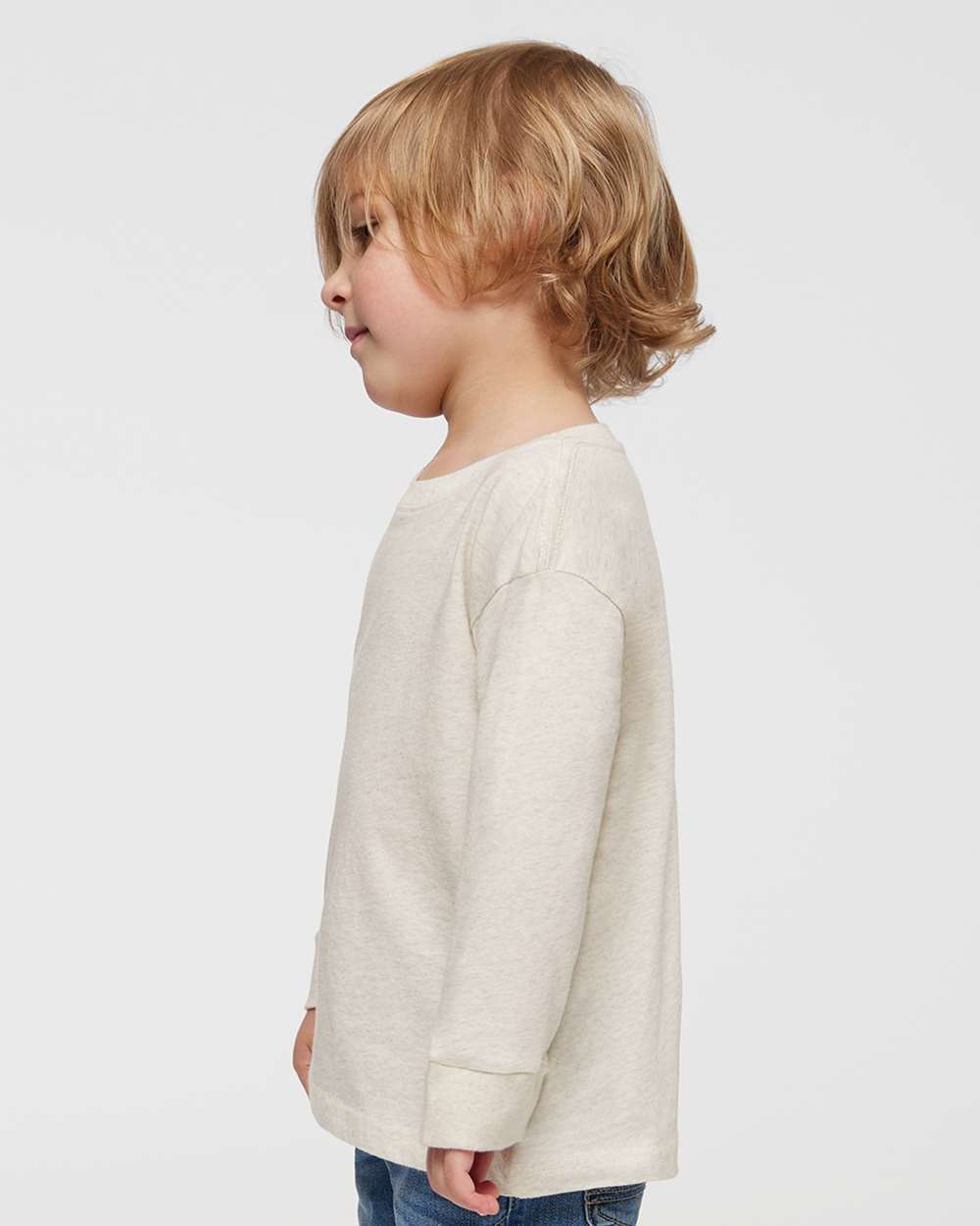 Toddler Fine Jersey Long Sleeve Tee - OnModelSide - B24638242 - Natural Heather