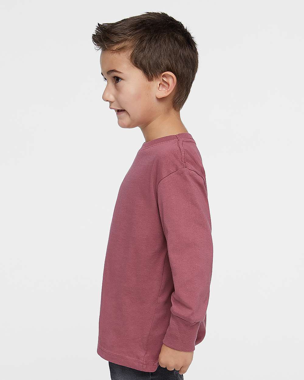 Toddler Fine Jersey Long Sleeve Tee - OnModelSide - B24638532 - Rouge