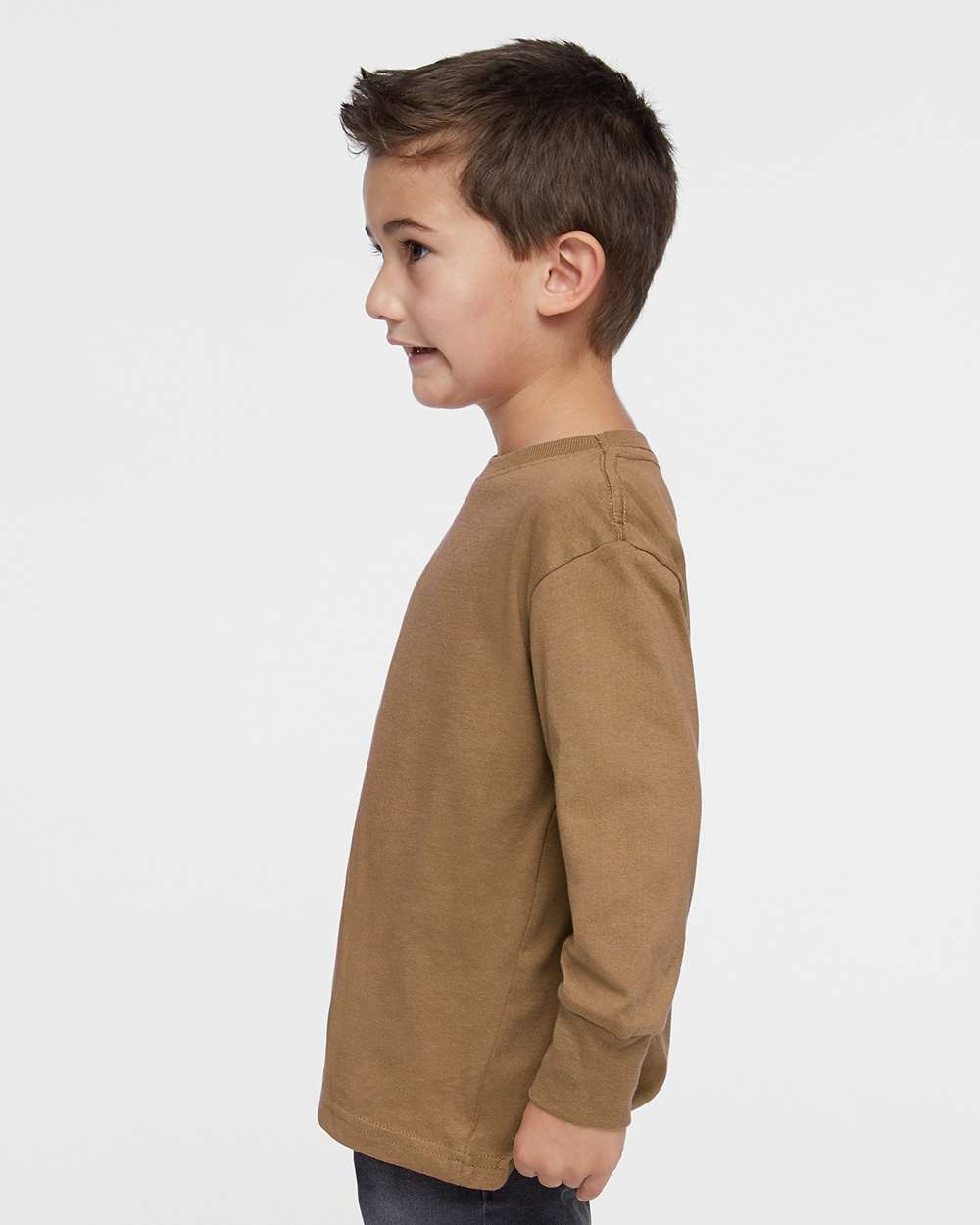 Toddler Fine Jersey Long Sleeve Tee - OnModelSide - B24638552 - Coyote Brown