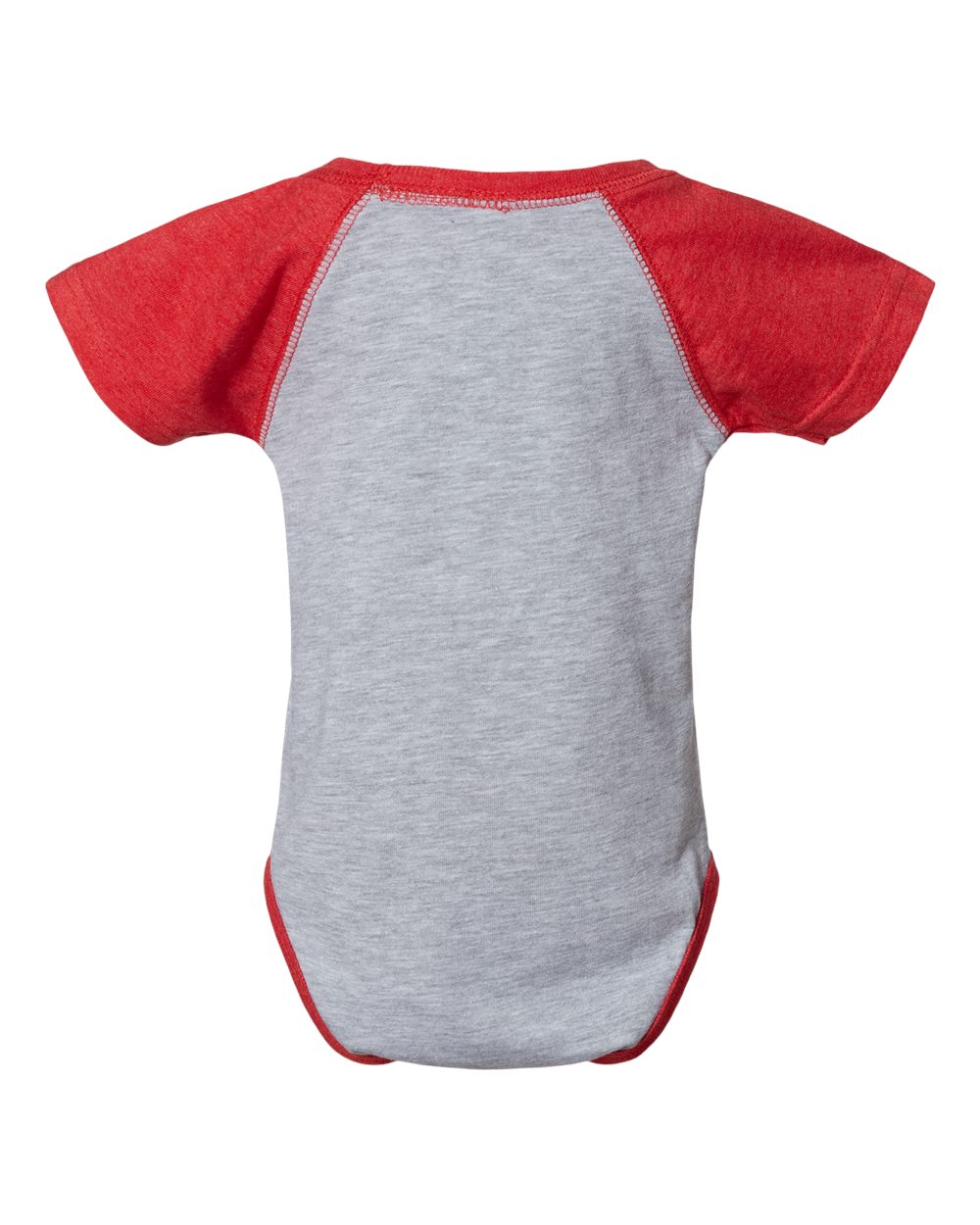 Infant Baseball Fine Jersey Bodysuit - Back - B30538701 - Vintage Heather/ Vintage Red