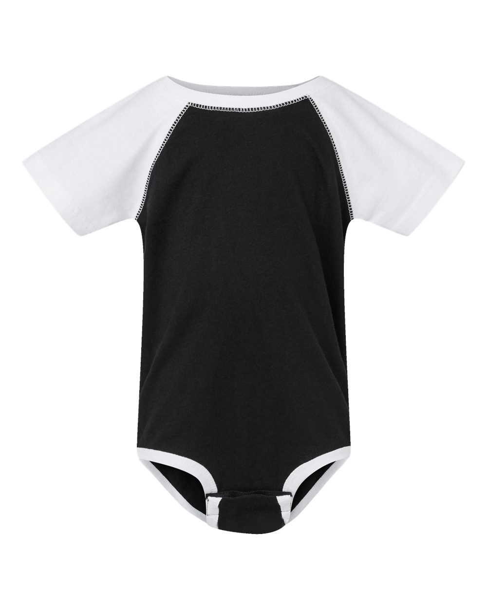 Infant Baseball Fine Jersey Bodysuit - Front - B30538501 - Black/ White