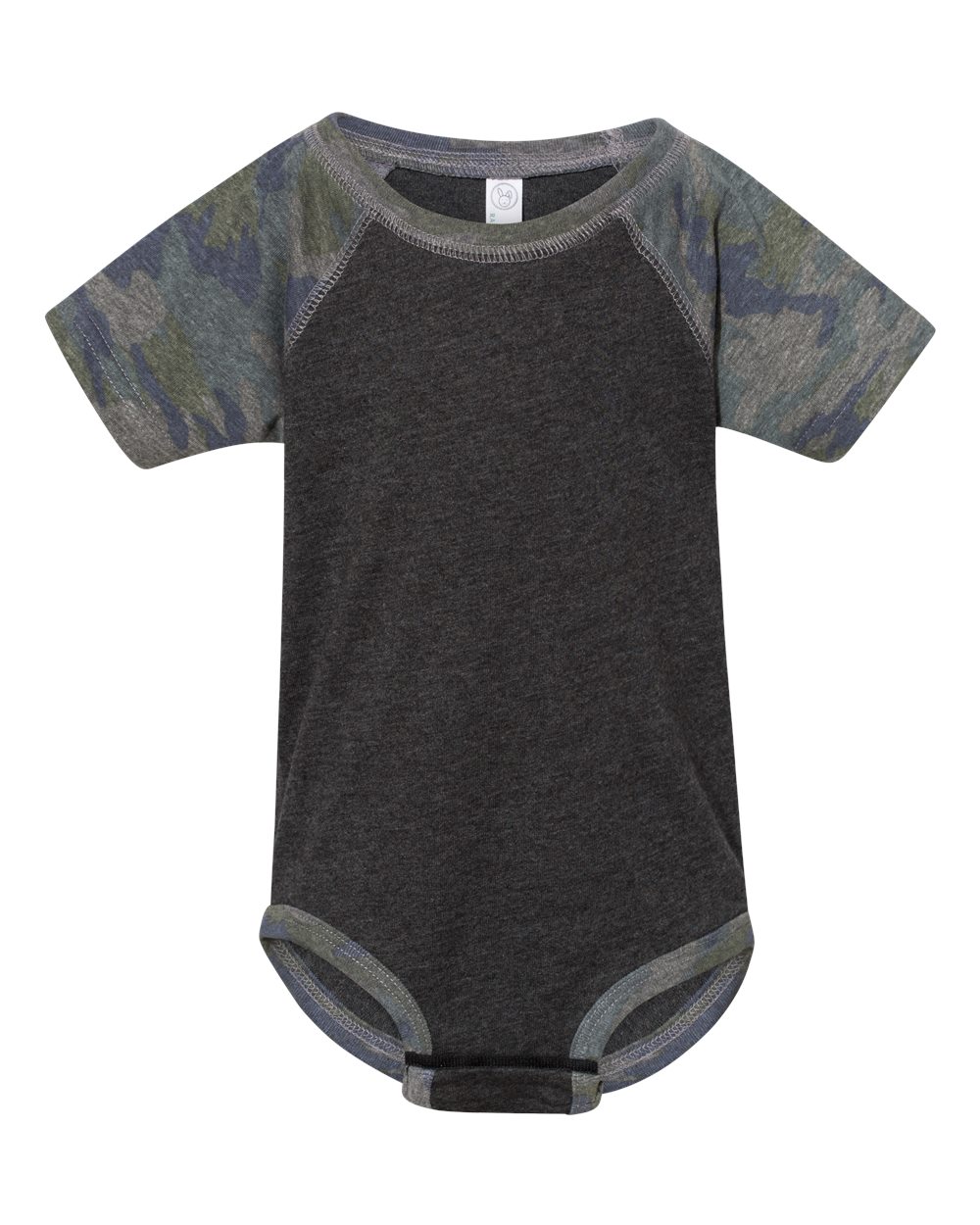 Infant Baseball Fine Jersey Bodysuit - Front - B30538621 - Vintage Smoke/ Vintage Camo