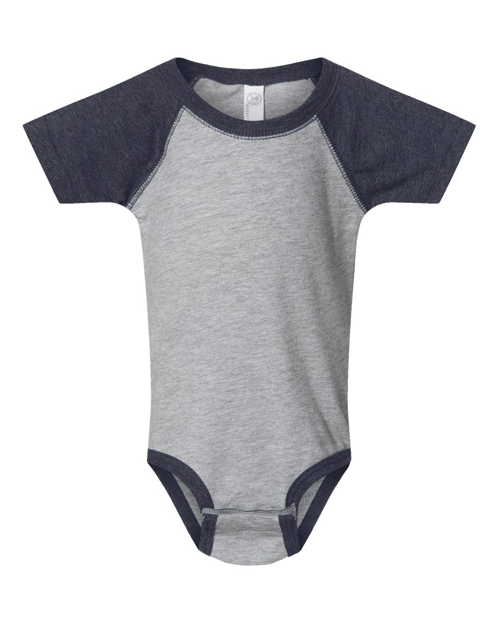 Infant Baseball Fine Jersey Bodysuit - Front - B30538651 - Vintage Heather/ Vintage Navy