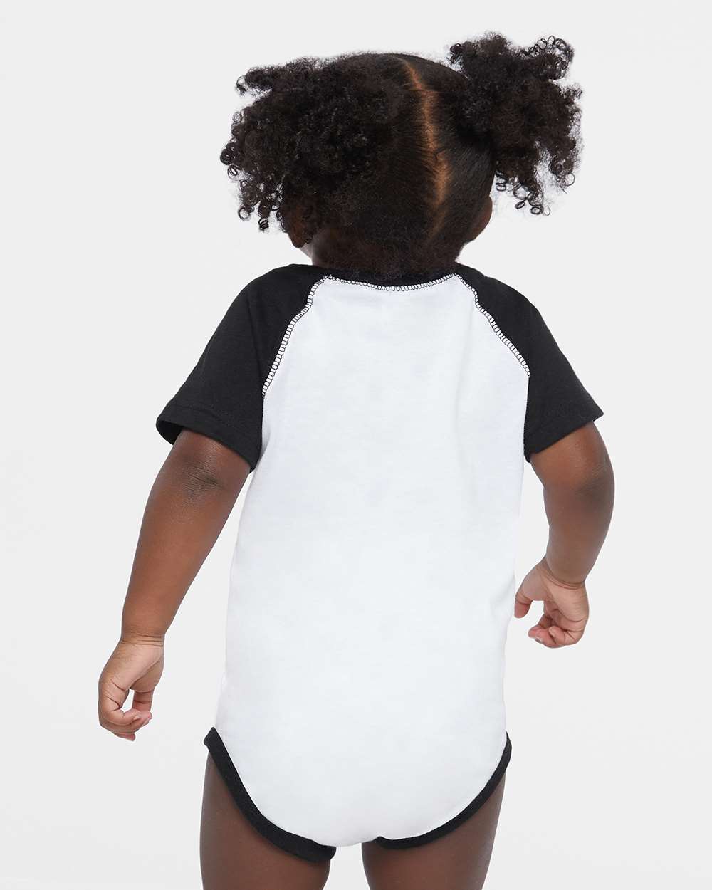 Infant Baseball Fine Jersey Bodysuit - OnModelBack - B30538001 - White Solid/ Black