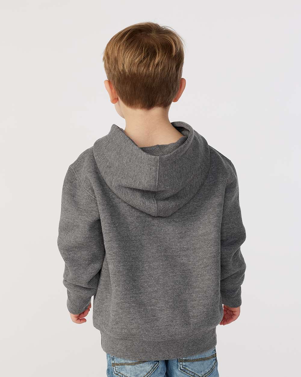 Toddler Pullover Fleece Hoodie - OnModelBack - B32238573 - Granite Heather