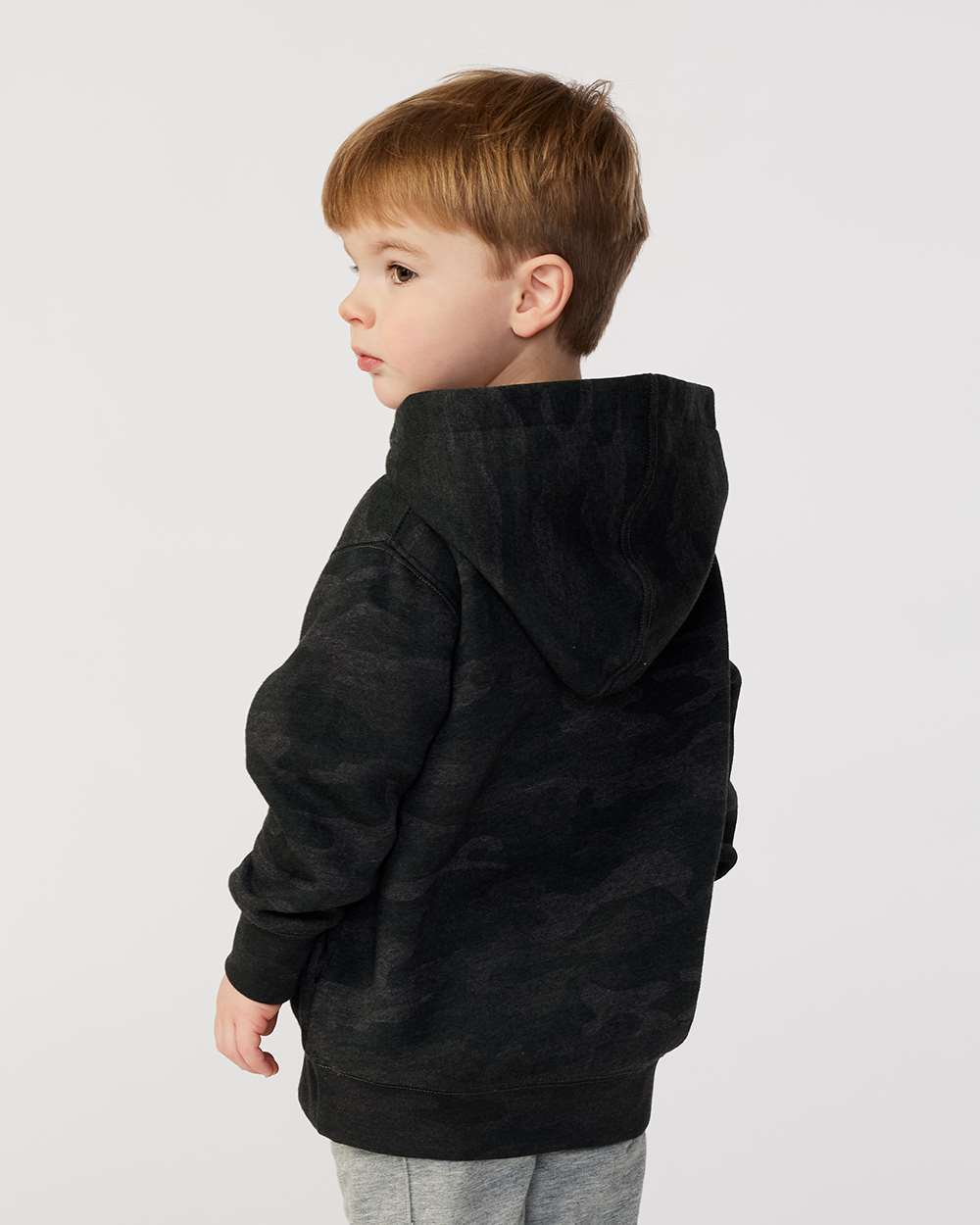 Toddler Pullover Fleece Hoodie - OnModelBack - B32238953 - Storm Camo