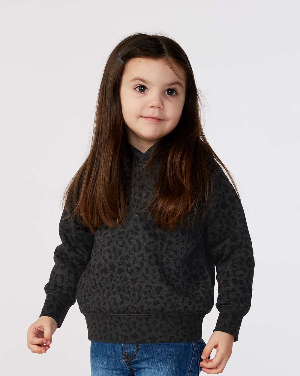Toddler Pullover Fleece Hoodie - OnModelFront - B32238513 - Black Leopard