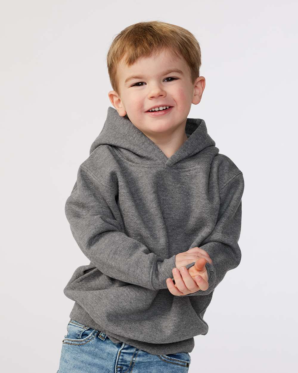 Toddler Pullover Fleece Hoodie - OnModelFront - B32238573 - Granite Heather
