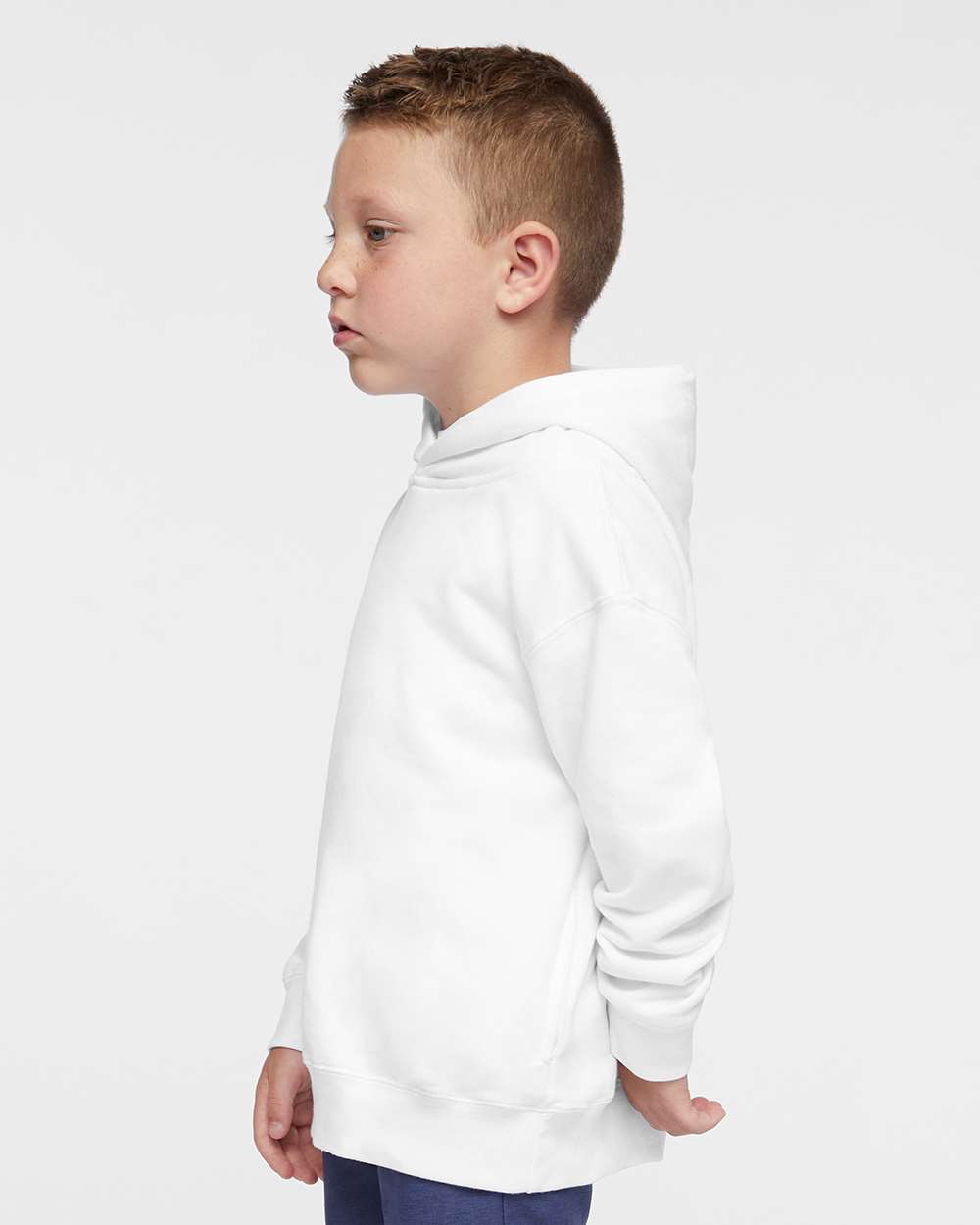 Toddler Pullover Fleece Hoodie - OnModelSide - B32238003 - White