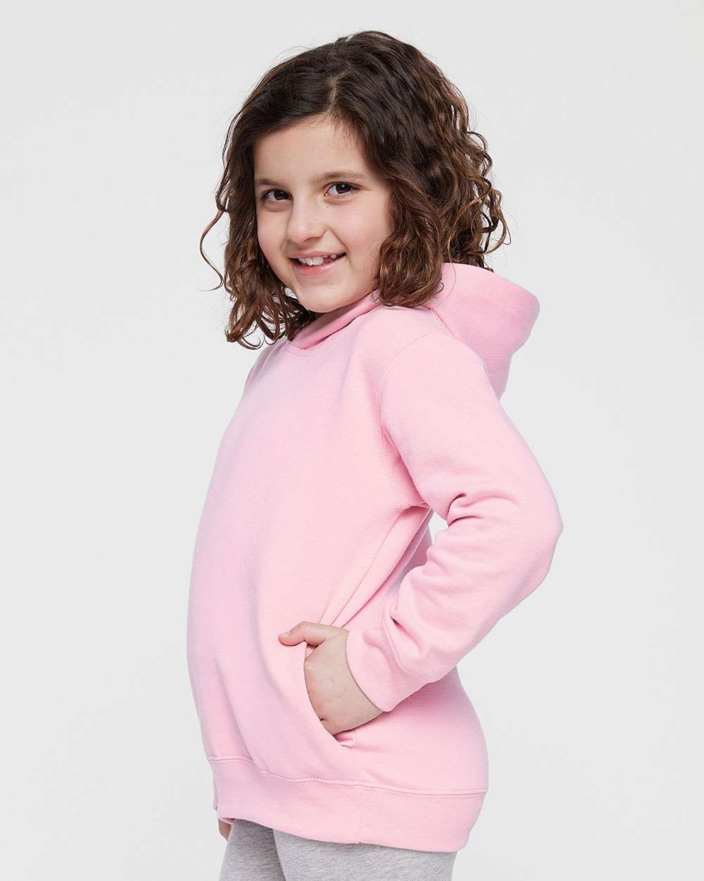 Toddler Pullover Fleece Hoodie - OnModelSide - B32238303 - Pink