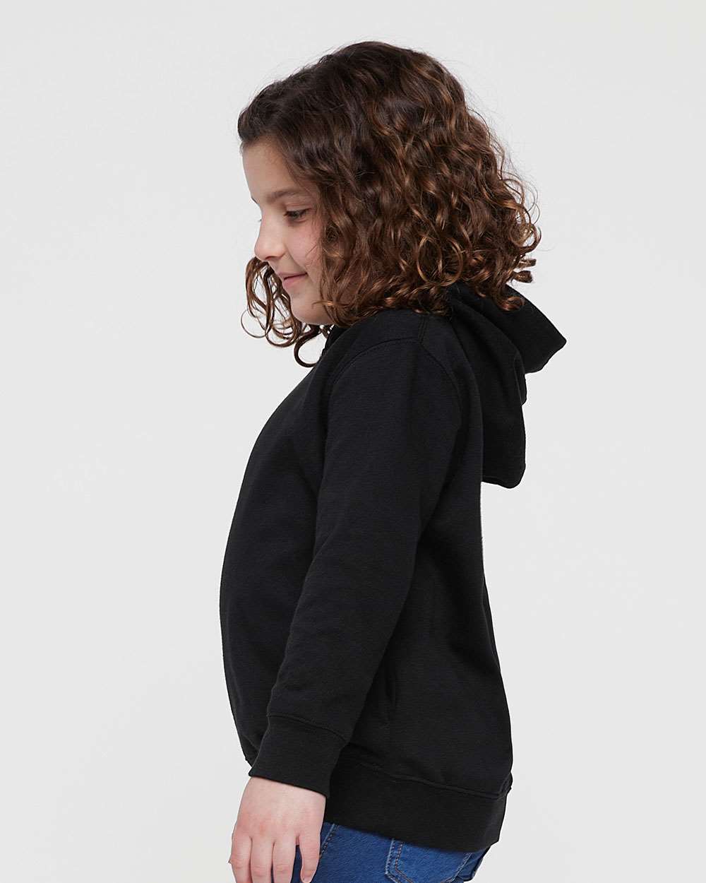 Toddler Pullover Fleece Hoodie - OnModelSide - B32238503 - Black