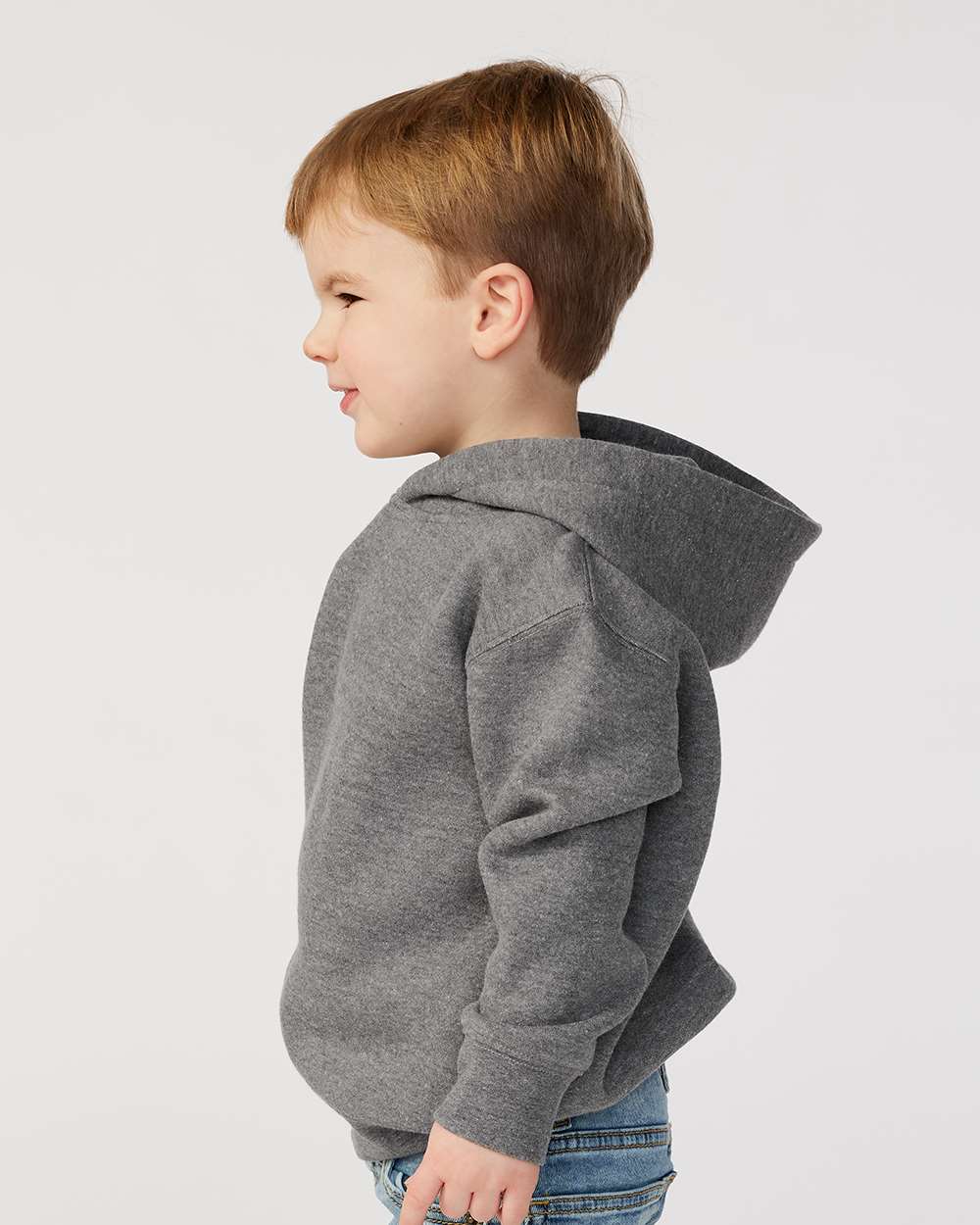 Toddler Pullover Fleece Hoodie - OnModelSide - B32238573 - Granite Heather