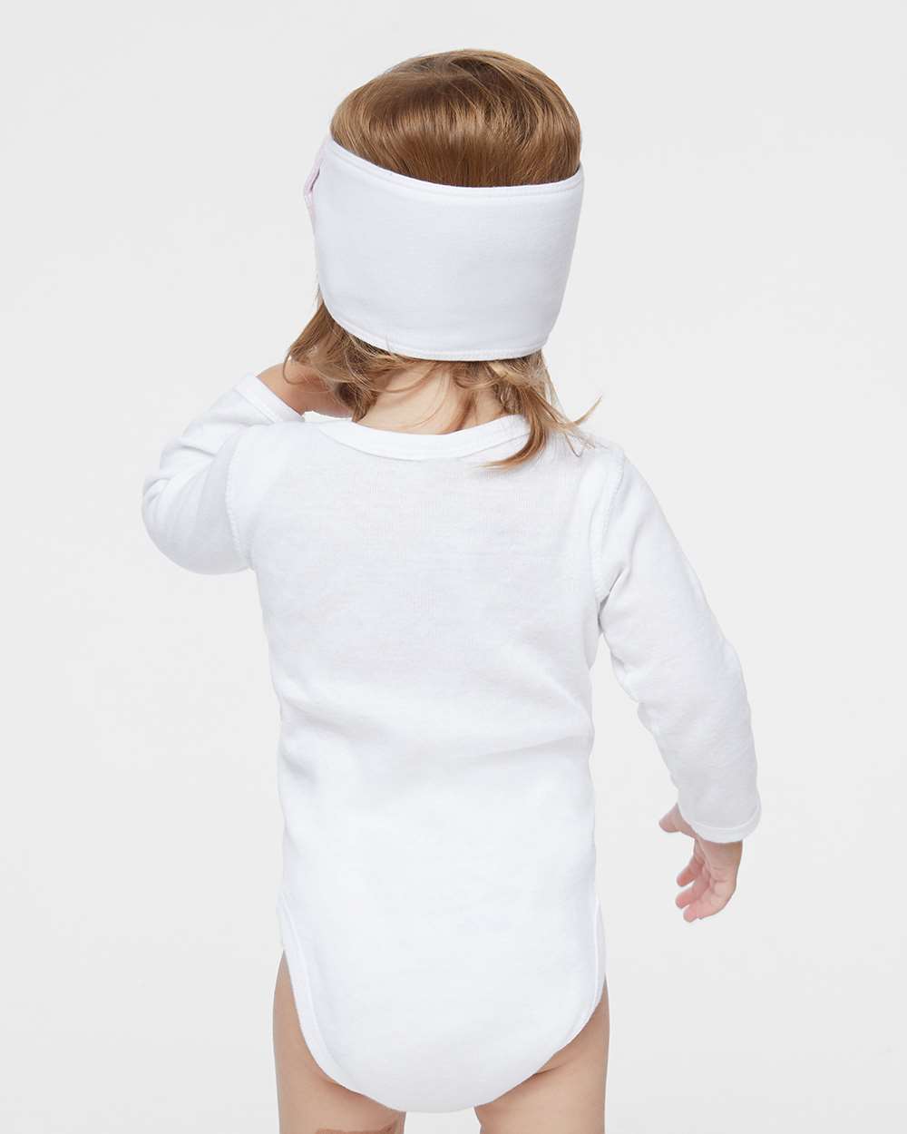 Infant Long Sleeve Baby Rib Bodysuit - OnModelBack - B35838002 - White