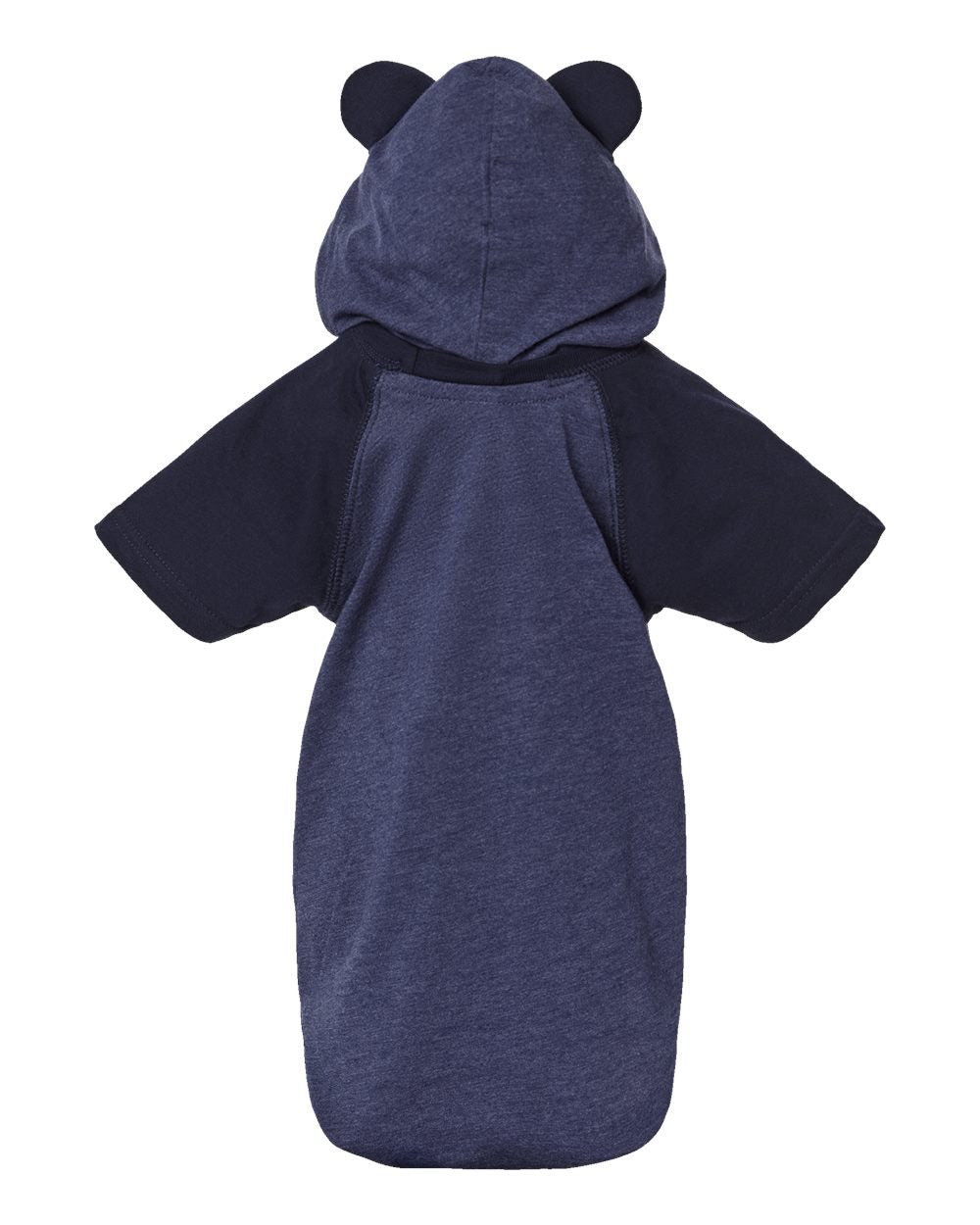 Infant Fine Jersey Raglan Bodysuit with Hood & Ears - Back - B70338641 - Vintage True Navy/ Navy