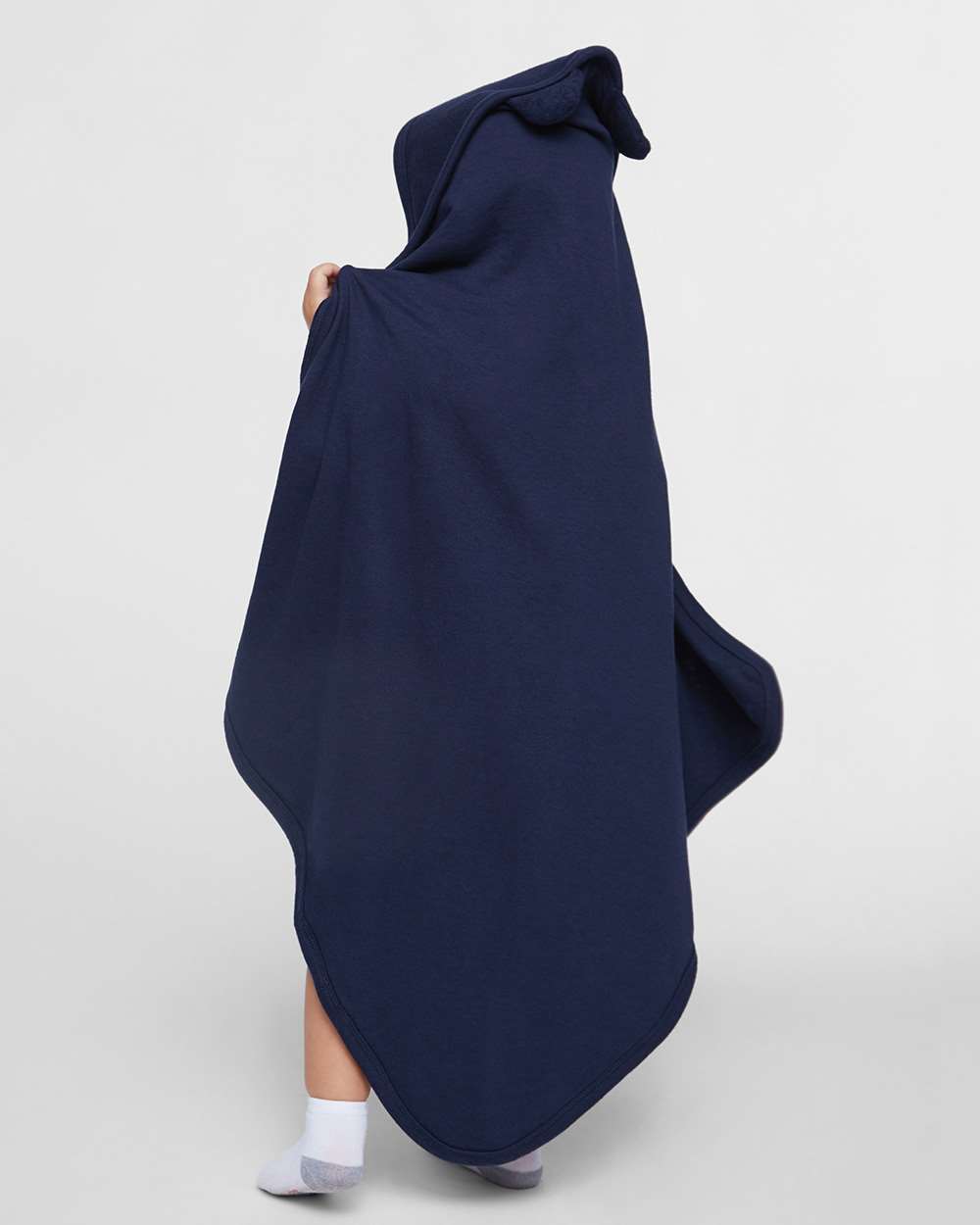 Terry Cloth Hooded Towel with Ears - OnModelBack - B03038650 - Navy
