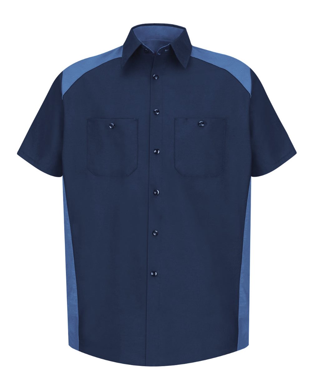 Men's Short Sleeve Motorsports Shirt - Front - B81530253 - Navy/ Postman Blue