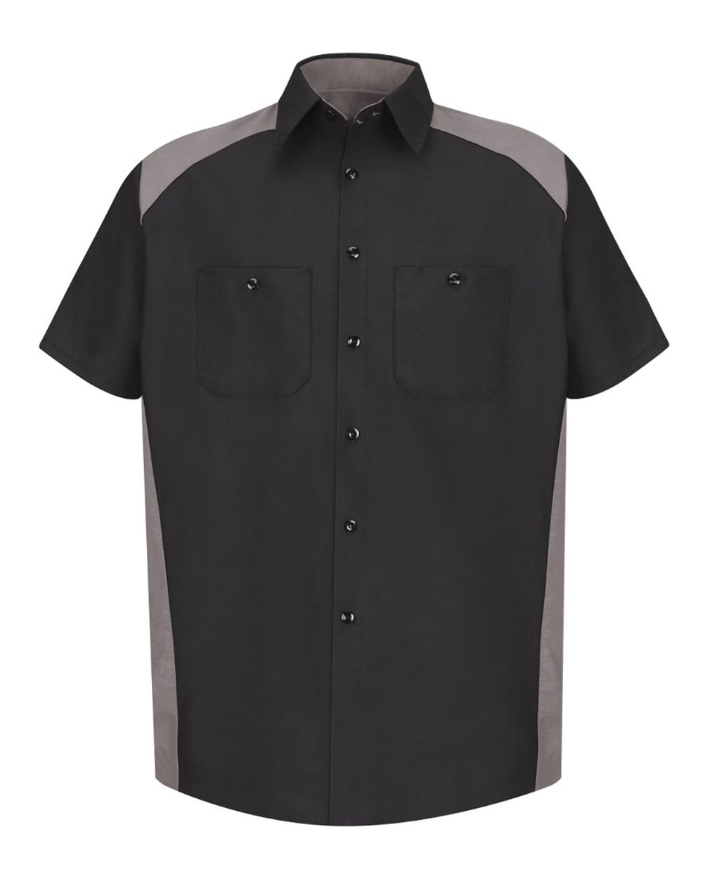 Men's Short Sleeve Motorsports Shirt - Front - B81530503 - Black/ Silver