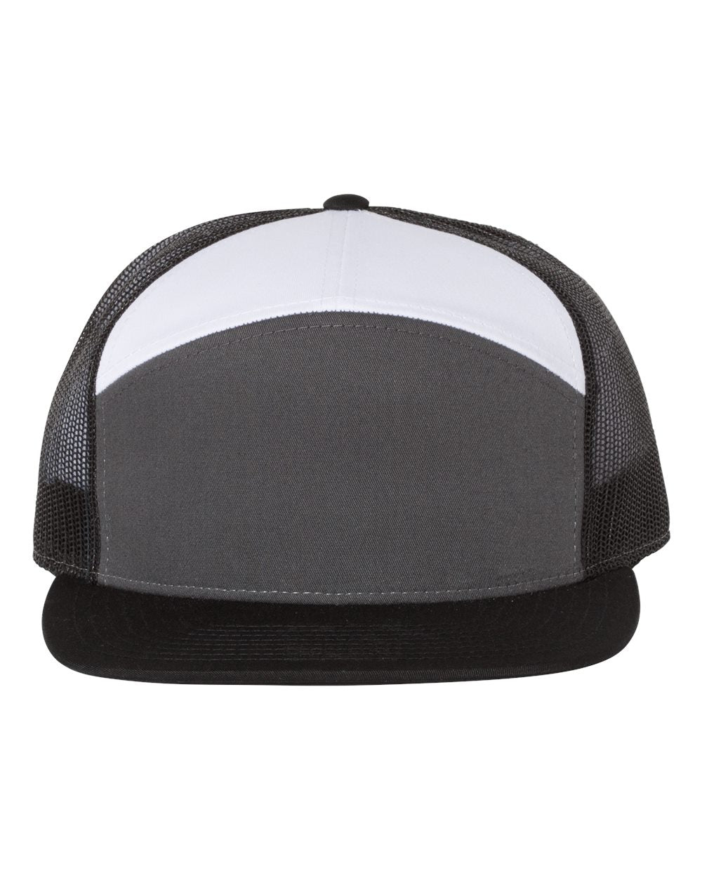 Seven-Panel Trucker Cap - Front - B71995080 - Charcoal/ Black/ White