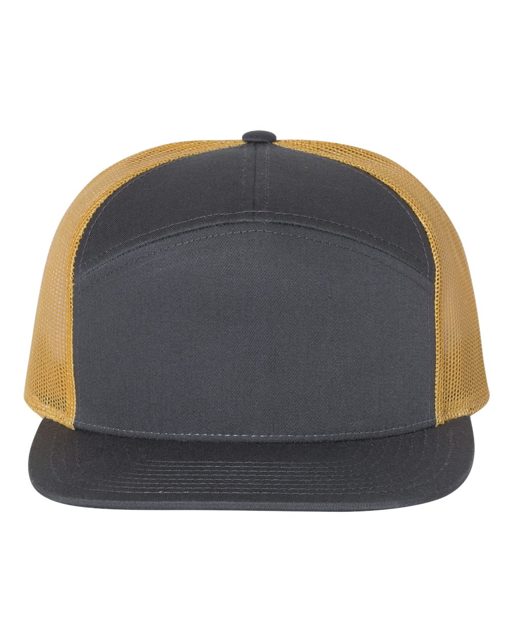 Seven-Panel Trucker Cap - Front - B71995570 - Charcoal/ Old Gold