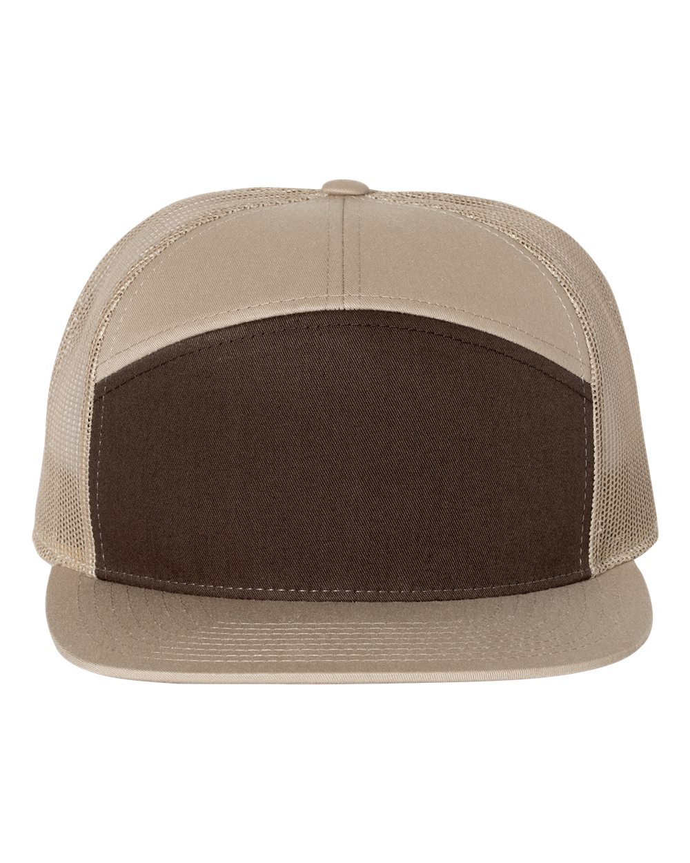 Seven-Panel Trucker Cap - Front - B71995620 - Brown/ Khaki