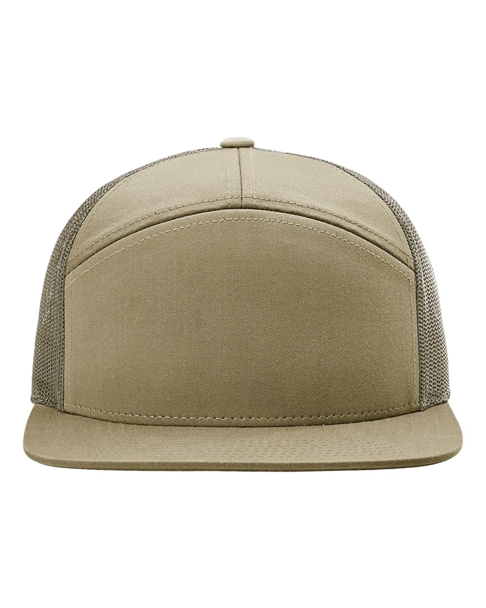 Seven-Panel Trucker Cap - Front - B71995770 - Pale Khaki/ Loden Green