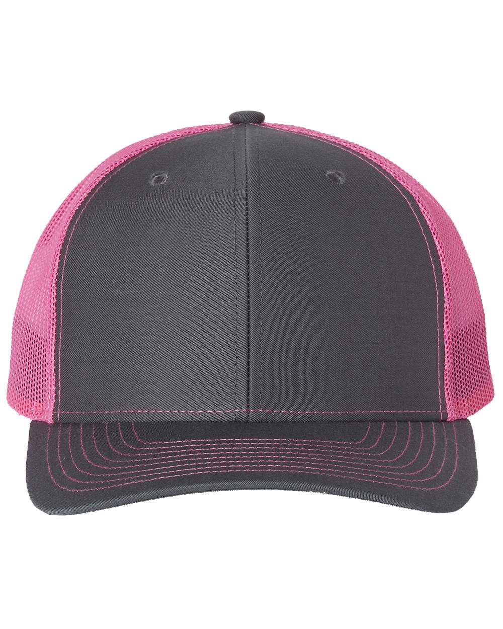 Snapback Trucker Cap - Front - B18095120 - Charcoal/ Neon Pink