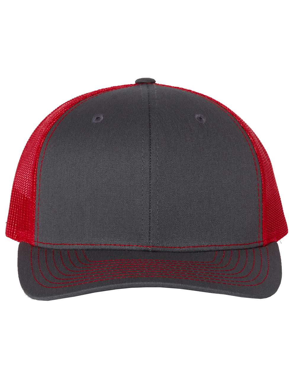 Snapback Trucker Cap - Front - B18095140 - Charcoal/ Red