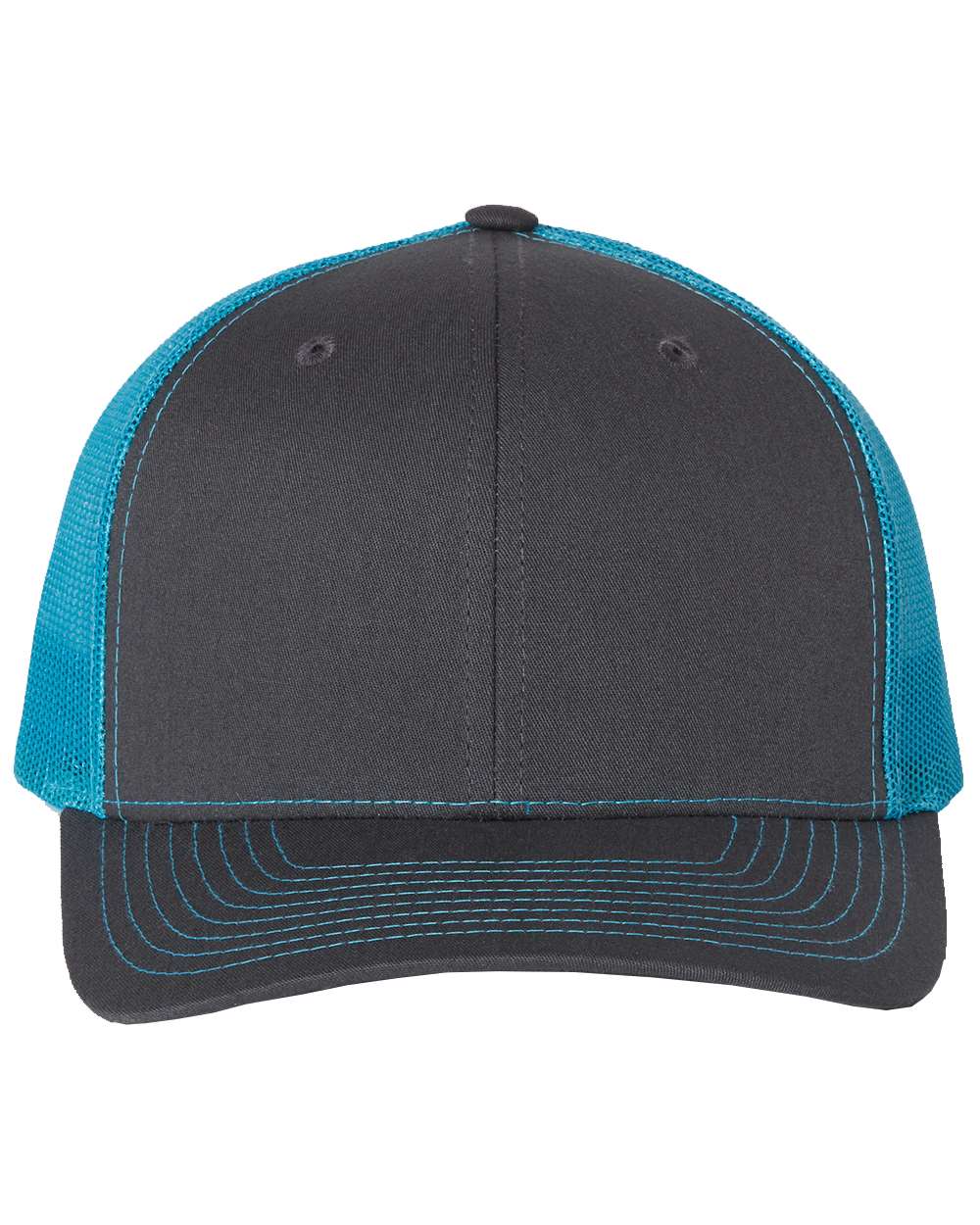 Snapback Trucker Cap - Front - B18095180 - Charcoal/ Neon Blue
