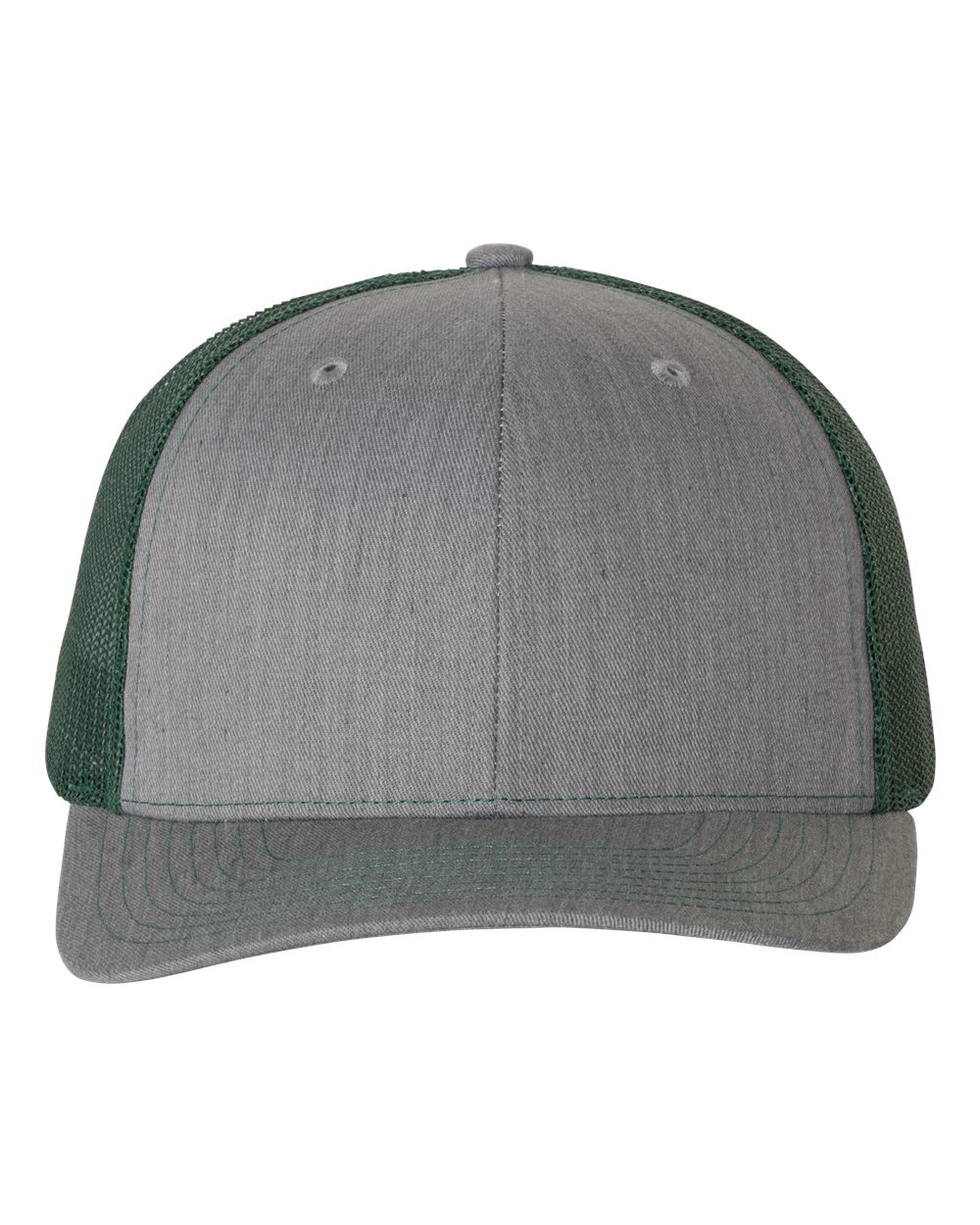 Snapback Trucker Cap - Front - B18095220 - Heather Grey/ Dark Green