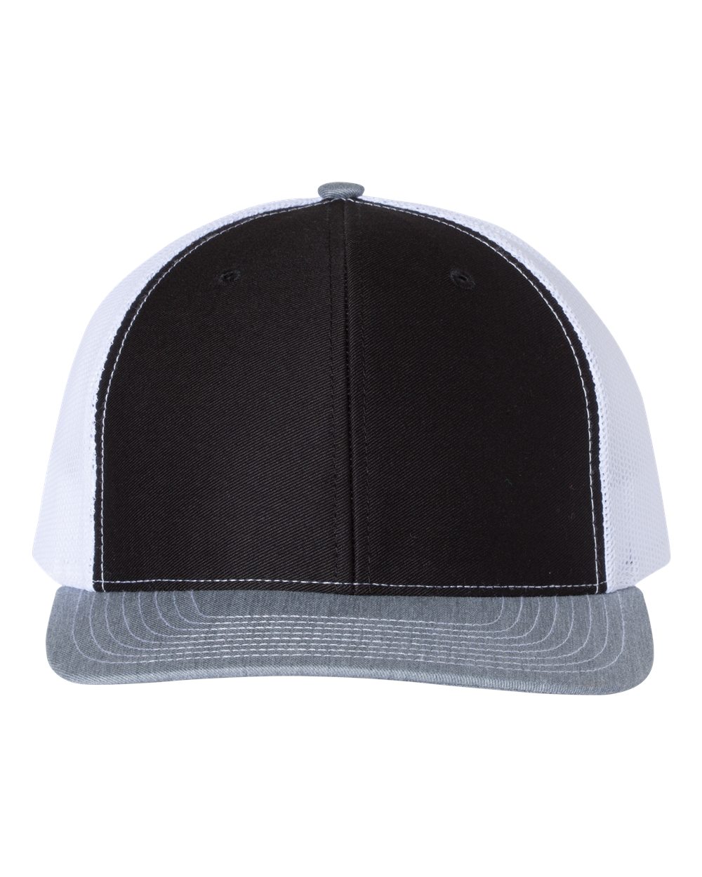 Snapback Trucker Cap - Front - B18095320 - Black/ White/ Heather Grey