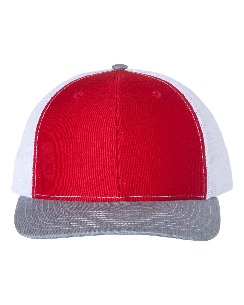 Snapback Trucker Cap - Front - B18095420 - Red/ White/ Heather Grey