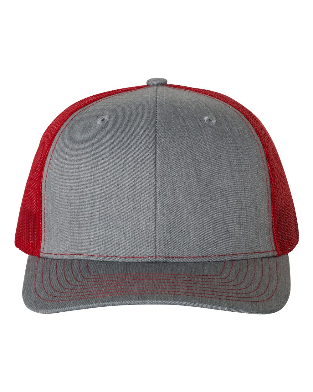 Snapback Trucker Cap - Front - B18095620 - Heather Grey/ Red