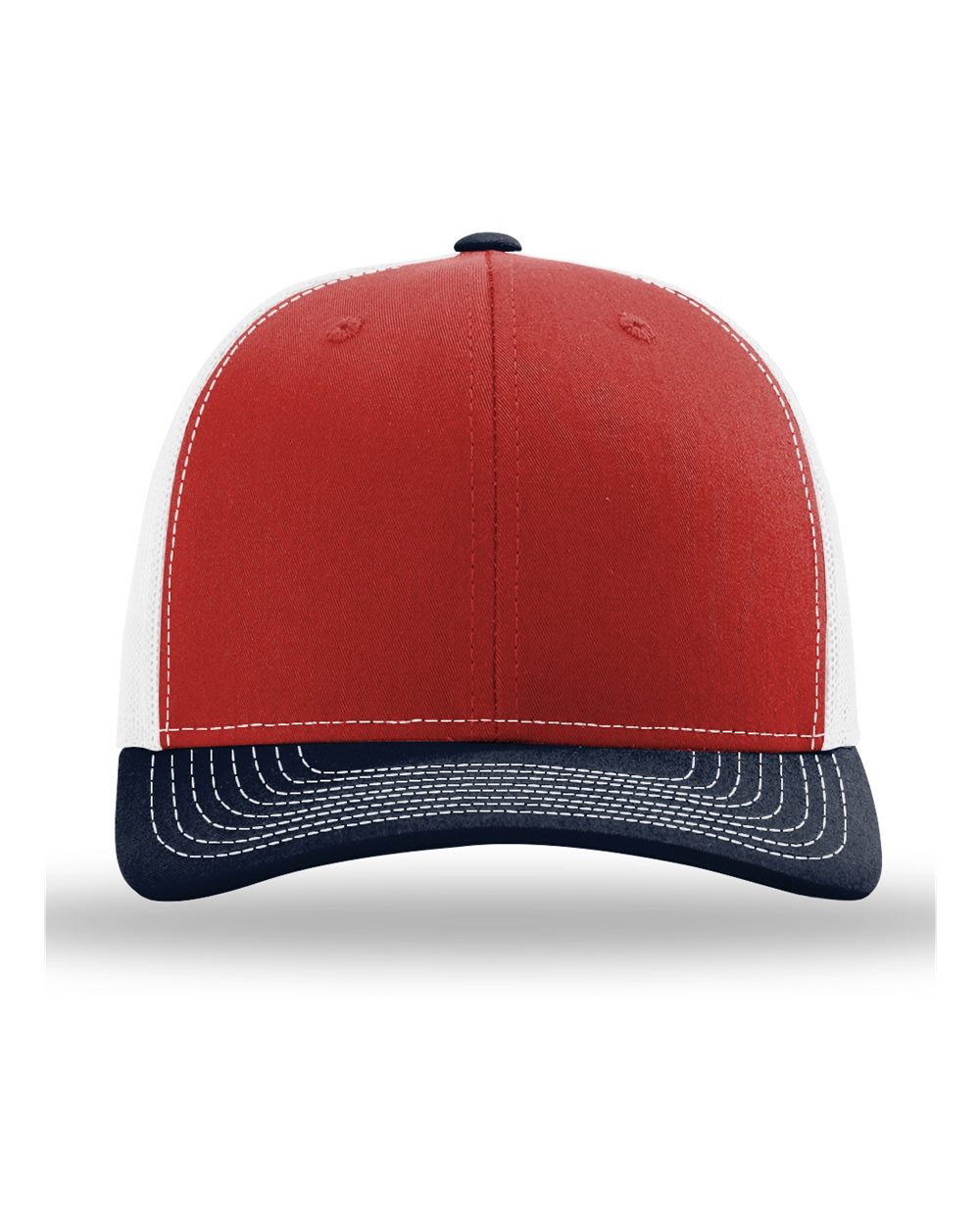 Snapback Trucker Cap - Front - B18095680 - Red/ White/ Navy