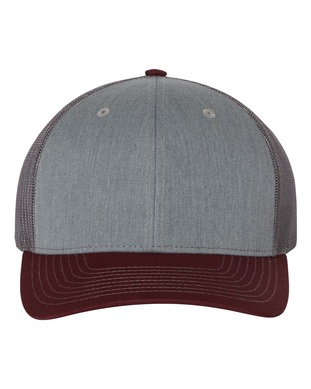 Snapback Trucker Cap - Front - B18095950 - Heather Grey/ Charcoal/ Maroon