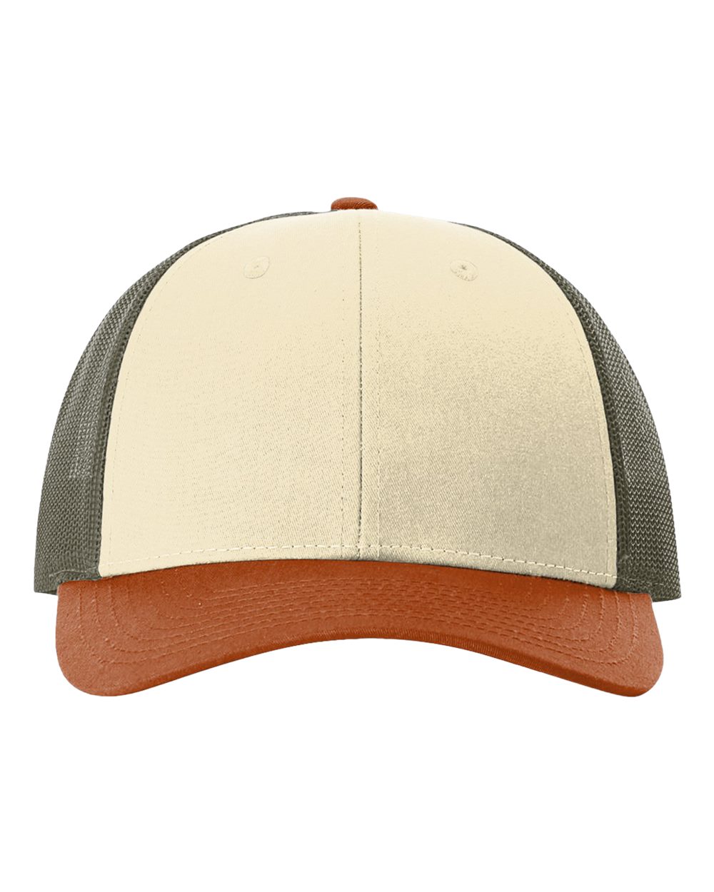 Low Pro Trucker Cap - Front - B79195040 - Cream/ Loden Green/ Dark Orange