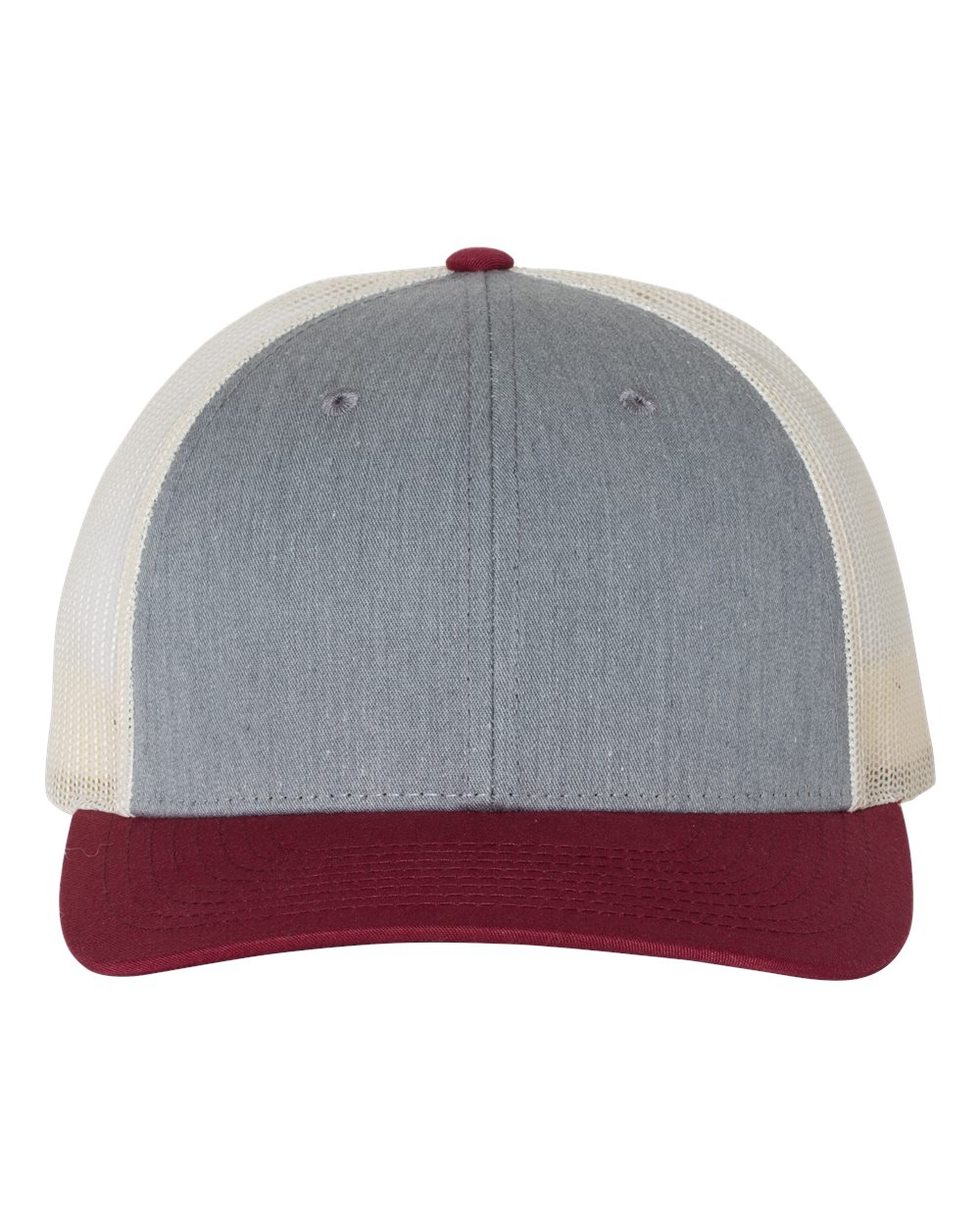 Low Pro Trucker Cap - Front - B79195480 - Heather Grey/ Birch/ Cardinal