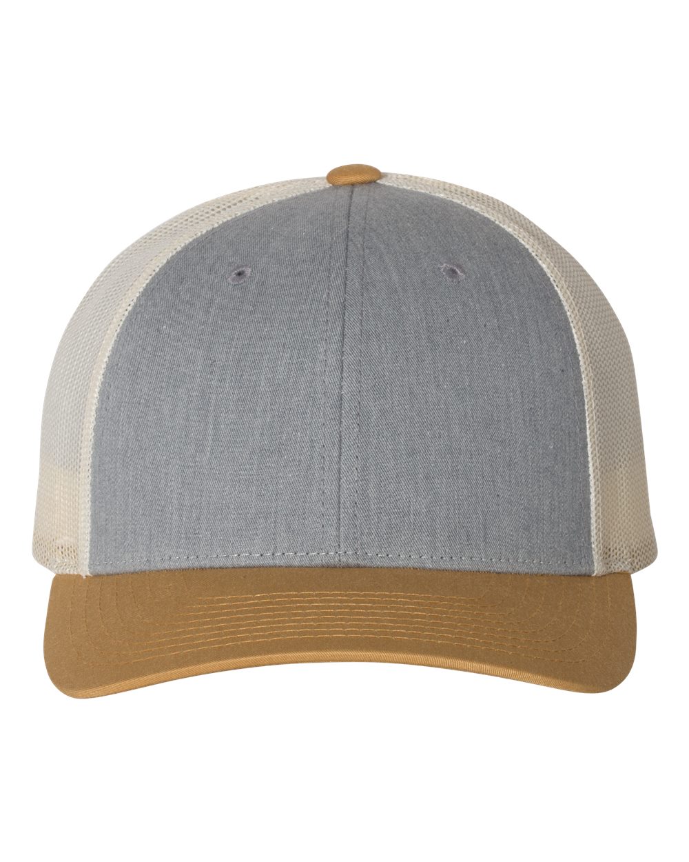 Low Pro Trucker Cap - Front - B79195580 - Heather Grey/ Birch/ Amber Gold
