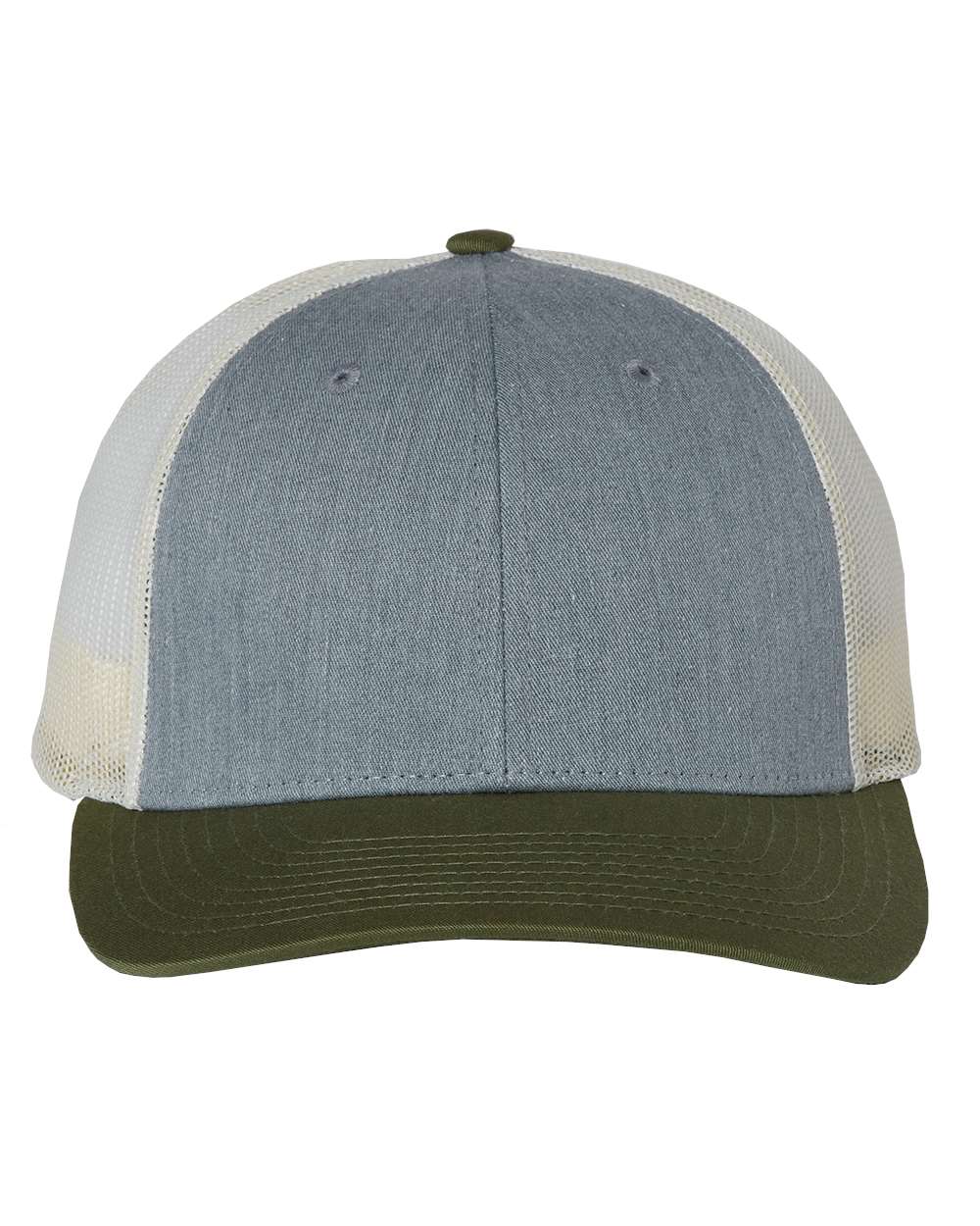 Low Pro Trucker Cap - Front - B79195620 - Heather Grey/ Birch/ Army