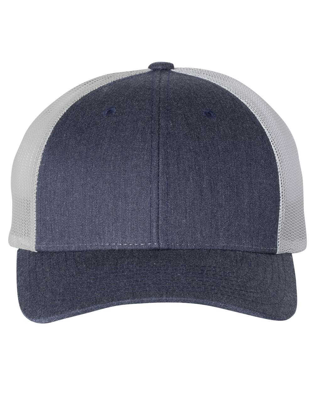 Low Pro Trucker Cap - Front - B79195650 - Heather Navy/ Light Grey
