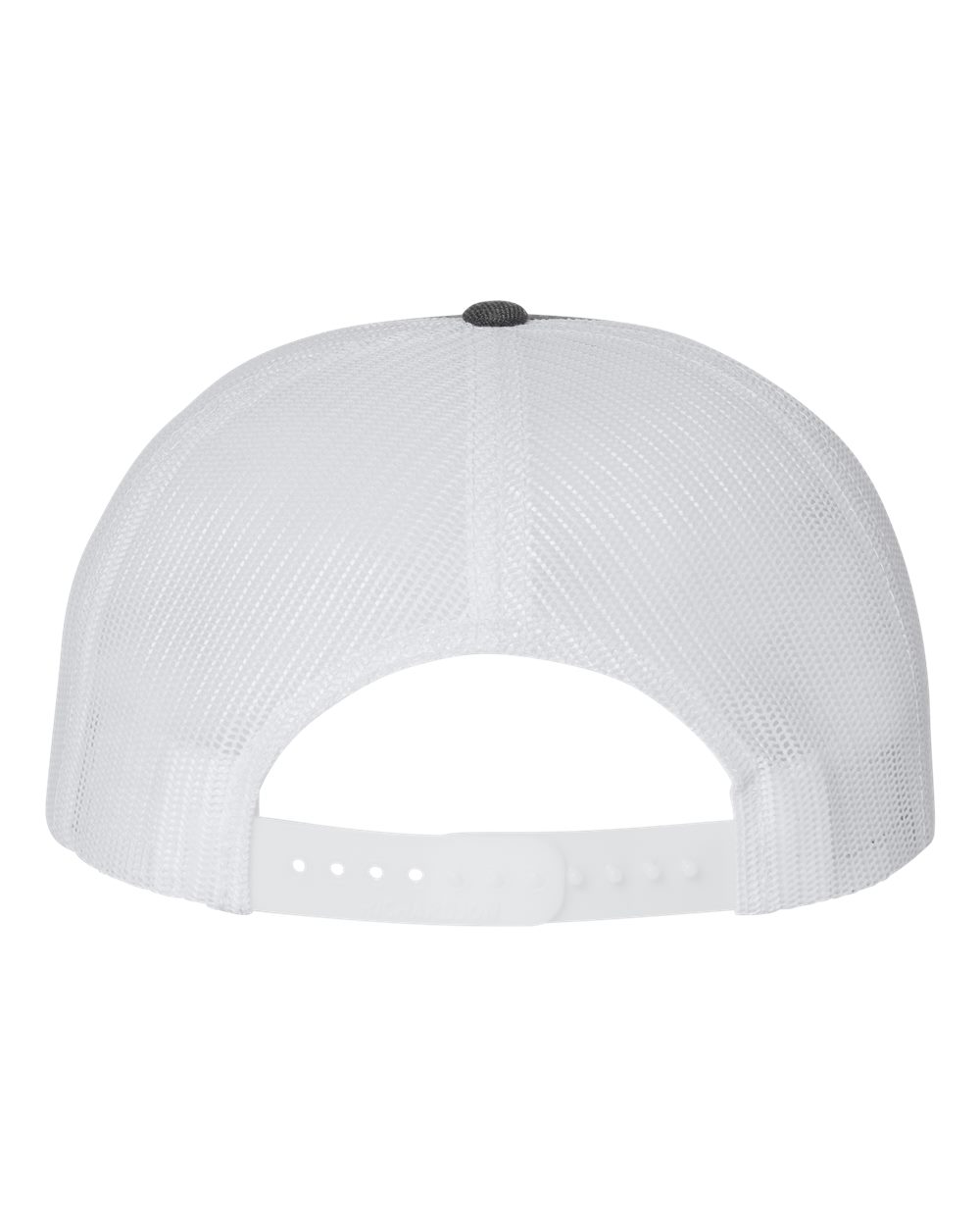 Wool Blend Flat Bill Trucker Cap - Back - B09195080 - Heather Charcoal/ White