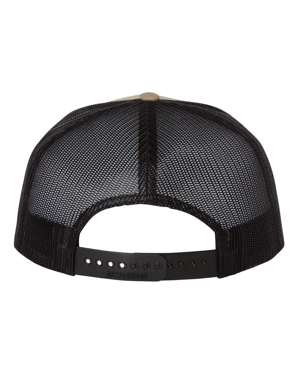 Wool Blend Flat Bill Trucker Cap - Back - B09195240 - Khaki/ Black