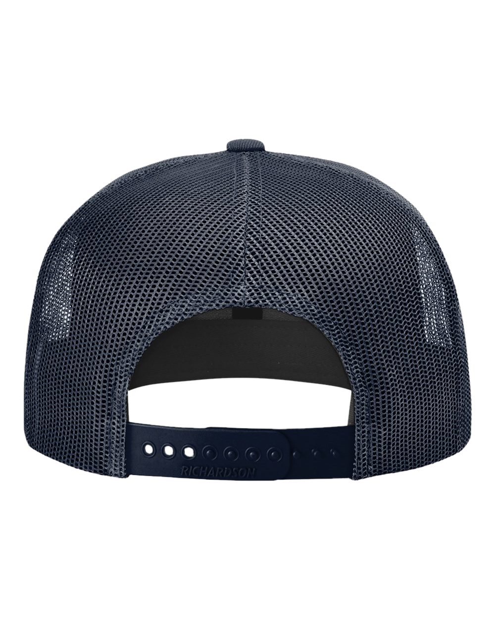 Wool Blend Flat Bill Trucker Cap - Back - B09195650 - Navy/ Navy