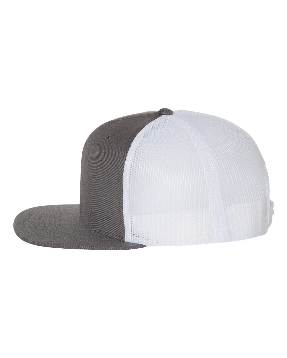 Wool Blend Flat Bill Trucker Cap - DirectSide - B09195020 - Charcoal/ White