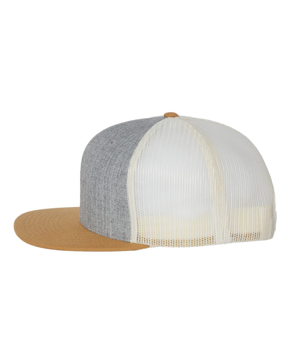 Wool Blend Flat Bill Trucker Cap - DirectSide - B09195070 - Heather Grey/ Birch/ Biscuit