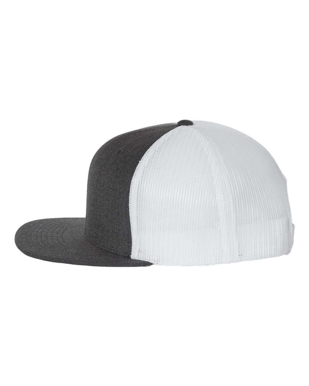 Wool Blend Flat Bill Trucker Cap - DirectSide - B09195080 - Heather Charcoal/ White