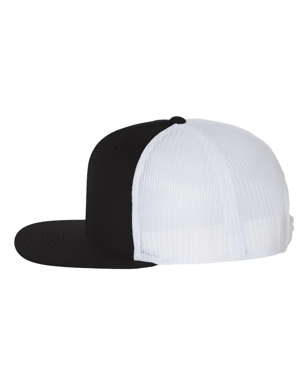 Wool Blend Flat Bill Trucker Cap - DirectSide - B09195500 - Black/ White