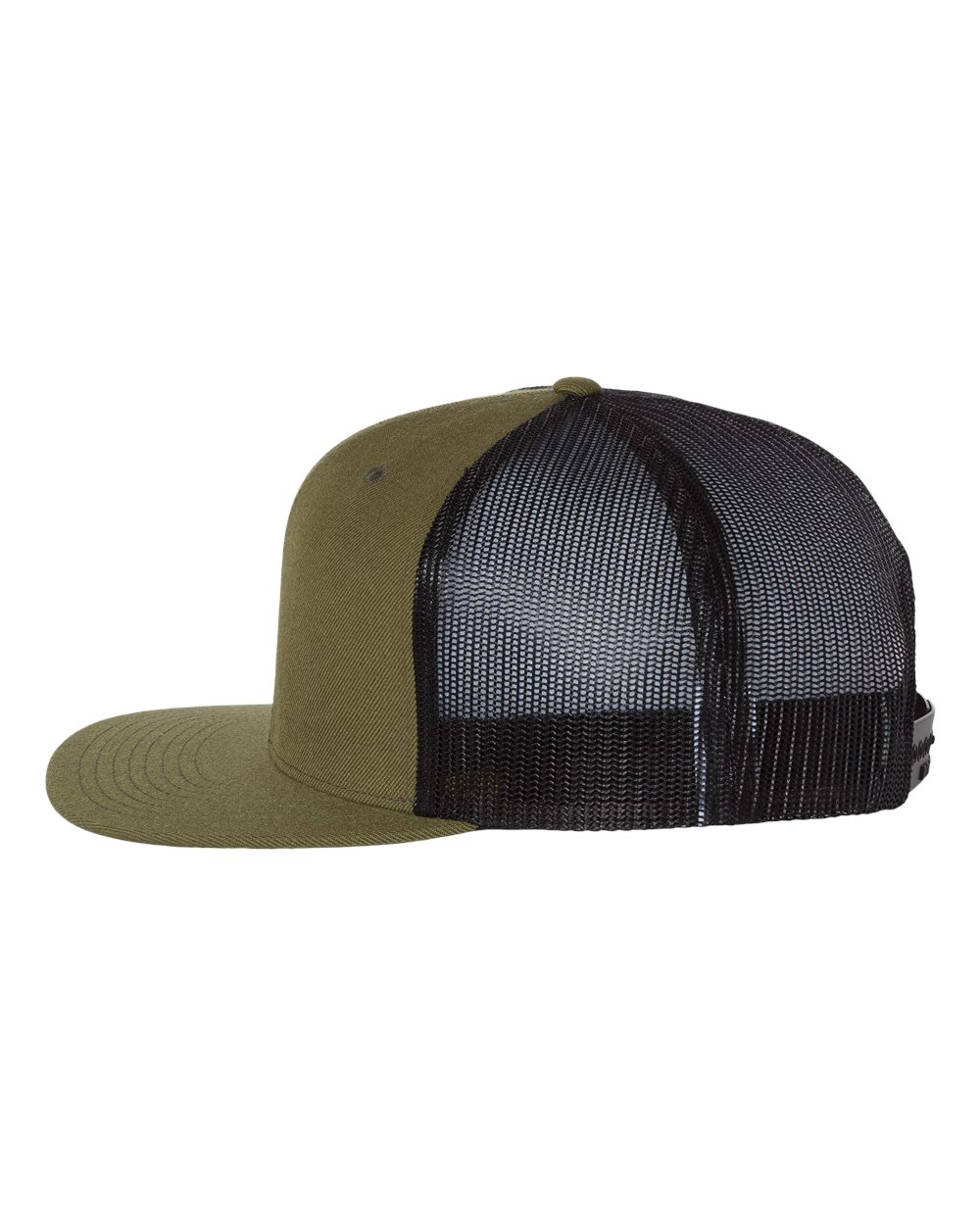 Wool Blend Flat Bill Trucker Cap - DirectSide - B09195540 - Loden/ Black