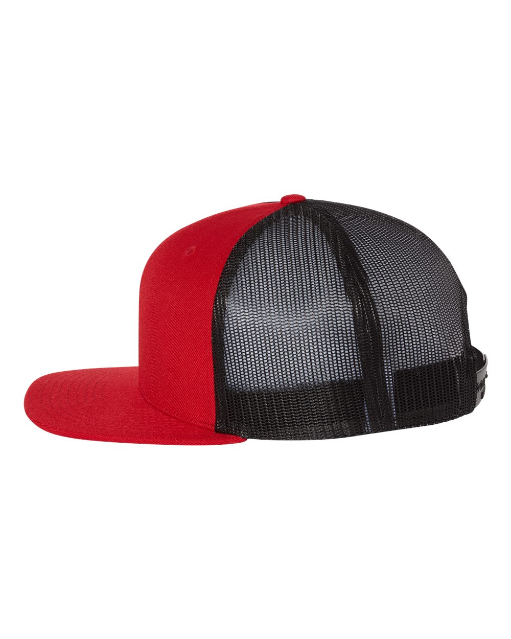Wool Blend Flat Bill Trucker Cap - DirectSide - B09195700 - Red/ Black